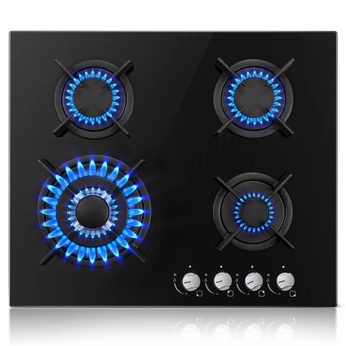 60cm gas glass hob - gas, on