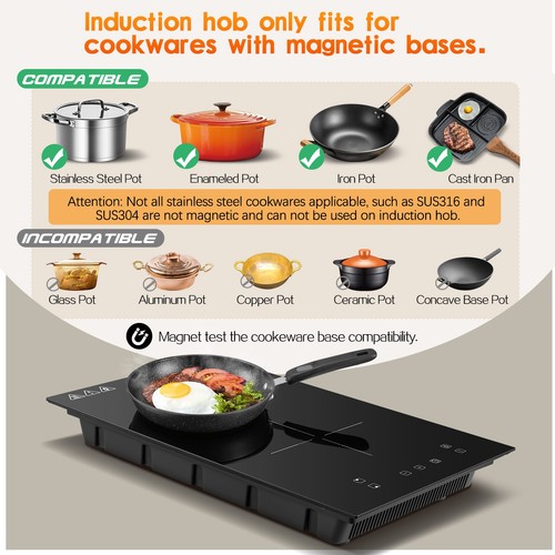 Double induction hob electric - double, hob,