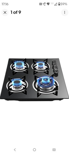 Black tempered glass gas - cm,